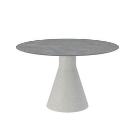 Namur Table à pied central béton allégé ronde de 120 avec dessus en céramique